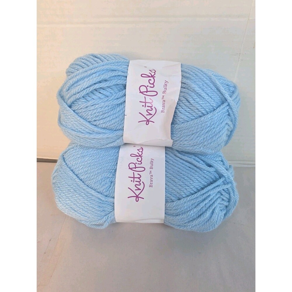 New Brava Knit Picks Worsted Weight Yarn 100g Color Sky Blue Lot Of 2